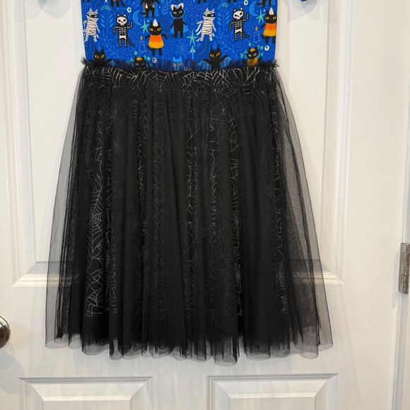 Muse Threads Kids Halloween Bamboo Tutu Dress Blue Cat Print Size 10/11 NWT - Picture 3 of 5